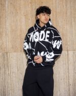 Black & White Graffiti Hoodie – A Bold & Stylish Statement