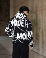 Black & White Graffiti Hoodie – A Bold & Stylish Statement